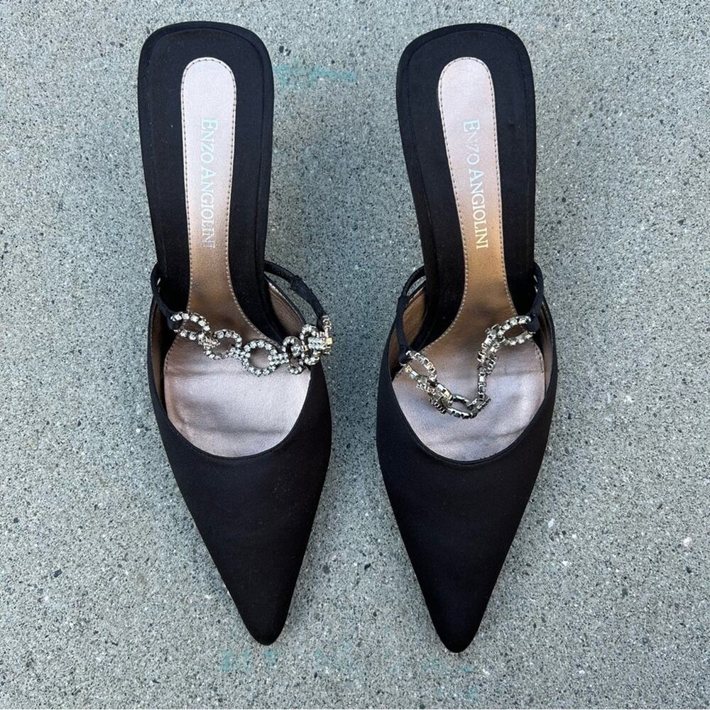 Vintage‎ Enzo Angiolini Satin Rhinestone Mule - Picture 3 of 16